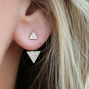 ❤ 4/$15❤ Silver Triangle Rhinestone Earrings